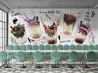 3D Boba Tea Bubble Tea Milk Tea Self-adhesive Removeable Wallpaper Wall Mural 20