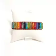 Tree of Life Bracelet Cuff Multicolor Cord Stone Adjustable - NEW, Boho Festival