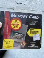 Sealed Vintage 1998 Performance Sony PS1 Memory Card & Memory Card Case Holder