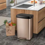Costway50L Step Trash Can with Soft Close Lid and Deodorizer Compartment-Golden