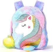 [EsOfficce] Plush Unicorn Backpack,Mini Unicorn Backpack for Girls, Soft Lightweight Travel Bags for Girls,Color