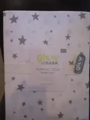 Pottery Barn Kids Organic glow in dark shining star gray full Sheet Set New