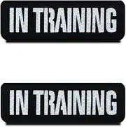 2 Pcs Infrared IR Reflective Dog Patch Removable in Training Tags Hook and Loop Service Dog Puppy Vest Harness Patches Attachment for Medium Large Dogs Animals - in Training