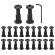 20Sets M6x20mm Hex Drive Socket Cap Bolt M6x12mm Nuts with Hex Wrench Black