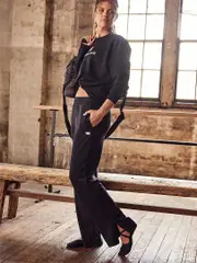Running Bare Icon Tracpants: Black Flared Yoga & Workout Pants