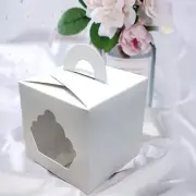6 x Single Cupcake Boxes with Clear Window & Handle for Weddings and Parties