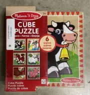 Melissa & Doug Farm Wooden Cube Puzzle With Storage Tray 16pc