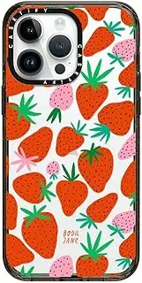 CASETiFY Impact Case for iPhone 15 Pro Max [4X Military Grade Drop Tested / 8.2ft Drop Protection] - Pattern Prints - Strawberries - Clear Black