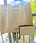 Michael Kors Ladies Women Mina Large Shoulder Bag Purse Handbag+ Bifold Wallet