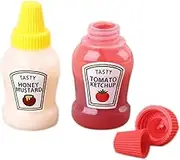 Strop-au Sauce Bottles - Portable Condiment Containers, Reusable 25ml Squeeze Bottles for Kitchen, Barbecues, Parties, Lunch (2 Pack, Polyethylene + Polypropylene)