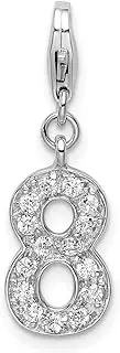 [JewelryWeb] 925 Sterling Silver Fancy Lobster Closure CZ Cubic Zirconia Simulated Diamond Numeral 8 With-Lobster Clasp Charm Pendant Necklace 26x8mm