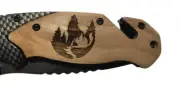 Handmade Howling Wolf Engraved 8" Blade Folding Pocket Knife Custom Design