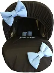 with Black Personalised Blue Bow Baby Car Seat Cover