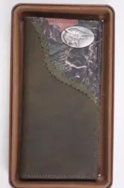 ZEP-PRO MARLIN FISH Roper Leather Fence Row Camo Wallet TIN GIFT BOX