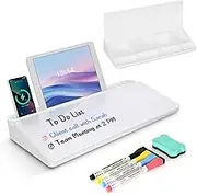 Glass Desktop Whiteboard for Storage Desk Supplies,Deskboard Buddy with Computer Keyboard Stand,White Dry Erase Board with Drawers for Home,School,Office Desk Organizers and Accessories