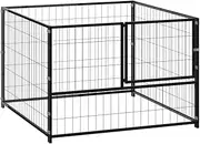 Outdoor Dog Fence Dog Pen Back or Front Yard Cage Fencing Outside Fences with Door Fence, Heavy Duty Exercise Pen Dog Crate, Black 100x100x70 cm Steel