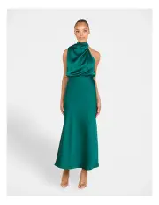 [Pilgrim Clothing] Dominic High Neck Midi Dress in Emerald