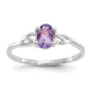 14K White Gold Polished Geniune Amethyst Birthstone Ring
