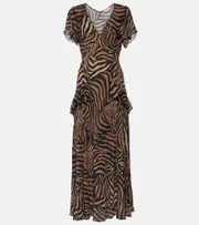 [Rixo] Rixo Evie printed silk midi dress AU 10 black