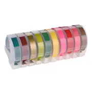 3D Plastic Embossing Label Tape Refill for DYMO 12965 1610 Label Maker with 3/8 Inch * 9.8 feet, 10 Roll (Random Color Delivery) Multicolor 10 Rolls