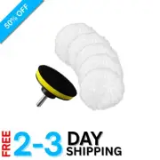 Professional-Grade 7 Piece Wool Buffing Pads with Adjustable M10 Drill Adapter