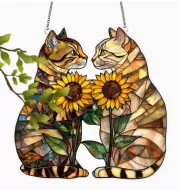 Suncatcher, Two Charming Cats - Garden Suncatcher Acrylic (9''x9'') WindowDecor