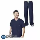 Mens Wonderwink Scrub Set Top Pants Shirt Nurse Doctor Medical Uniform Vet Navy