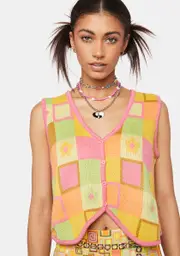 [The Ragged Priest] Smartie Knit Button Down Vest