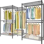 Mfancy Clothes Rack,Heavy Duty Garment Rack with Adjustable Shelves and Hanging Rods, Multi-Functional Clothing Rack for All Kinds of Clothes and Shoe Storage.Expandable Wardrobe,Closet Organizer.