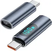 Daiilg 2PCS USB C Adapter LED Display PD 100W Male to Female Fast Power Meter Tester, USB-C Charger Monitor Extender Adapter, Easy to Use Fine Workmanship