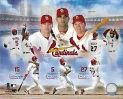 Albert Pujols, Scott Rolen, Jim Edmonds Unsigned Photo File Cardinals 8x10 Photo