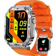 Smart Watch,100M Waterproof Rugged Smartwatch with Bluetooth Call,2In HD Display 70 Days Extra Long Battery Life,100+ Sports Modes Fitness Tracker (Orange)