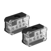 2x 4 Way Power Distribution Block Car Auto Audio 0/2/4 AWG in 4/8/10 Gauge Out