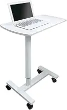Stand Up Desk Sit Stand Mobile Workstation Household Pneumatic Lifting Standing Desk, Movable Computer Desk with Casters, Hospital Nursing Table, Easy to Install(White)
