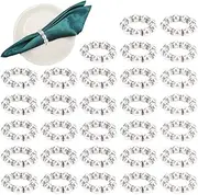 Pearl Napkin Rings, 30PCS Napkin Rings Buckles Serviette Rings Stretched Rhinestone Napkin Ring Holder, Napkin Buckles Table Decor for Dinner Wedding Banquet Party Thanksgiving Christmas