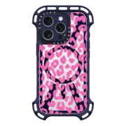 iPhone 16 Pro Ultra Bounce Case MagSafe Compatible Pink Transparent Leopard Print
