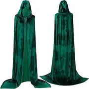 Velvet Hooded Cloak Cape Witch Costumes Victorian Vampire Cloak with Hood Wizard Robe Halloween Costume for Adults Men and Women