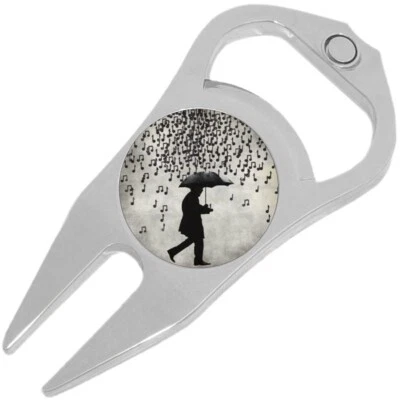 Music Notes Rain Golf Ball Marker Divot Repair Tool Bottle Opener