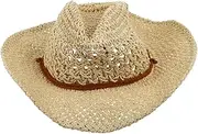 [Healeved] 1Pc Western Style Beach for Sun Protection Lightweight Portable Sun Block Cap with Wide Brim for Outdoor Activities Beach Days and Sun Protection Beige