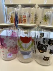 Atomic Starburst MCM Retro Fire King Atlas Pink Elephant cat Glass Tumbler