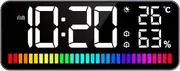 Labymos LED Alarm Clock with Rhythm Light Bar Night Light Digital Clock Large Display Temperature and Humidity Dual Alarm and Snooze Function 12/24Hr Adjustable Brightness