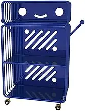 Kids Creative Bookshelf with Wheels,2/3 Tier Floor Free Standing Storage Shelving Unit,for Living Room Bedroom Office,Bearing Weight 100KG(Blue,3-Tier)