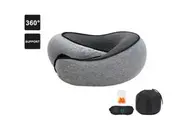 Travel Neck Pillow, Memory Foam Airplane U-Shaped Travel Pillow, 360 Degree Comfort and Breathability-Grey