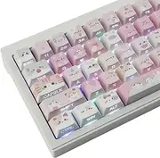 PBT Keycaps - Side Printed Keycap Set,136 Keys Shine Through Meow Meow Squad Custom Cat Keycaps, Cherry Profile Keyboard Keycap for Cherry Gateron MX Swithes ISO/ANSI UK Layout Mechanical Keyboards