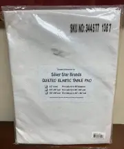 Silver Star White Round Quilted Elastic Table Pad Cover Protector 52 Diameter