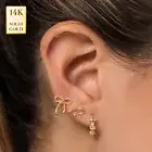 14K REAL Solid Gold Ribbon Piercing Cartilage Daith Helix Tragus Conch Rook 18G