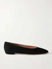 [Gianvito Rossi] Gianvito Rossi - Amelia Suede Point-toe Flats - Black - IT38 IT 38 Black