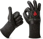 GRILL HEAT AID Extreme Heat Resistant Grill/BBQ Gloves | Premium Insulated Durable Fireproof Kitchen Mitts Designed for Cooking, Grilling, Frying, Baking | Indoor/Outdoor Accessories for Men & Women