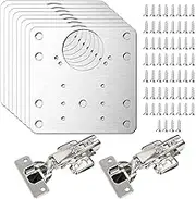 Simpeak [8 Sets] Cabinet Hinge Repair Plates, 8X Stainless Steel Hinge Repair Plate and 48x Screws, Hinge Repair Brackets with 2X Cabinet Door Hing for Wood, Furniture, Shelves