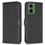 For Motorola Moto G35 5G Case Clover Pattern Wallet Stand View Leather Phone Cover